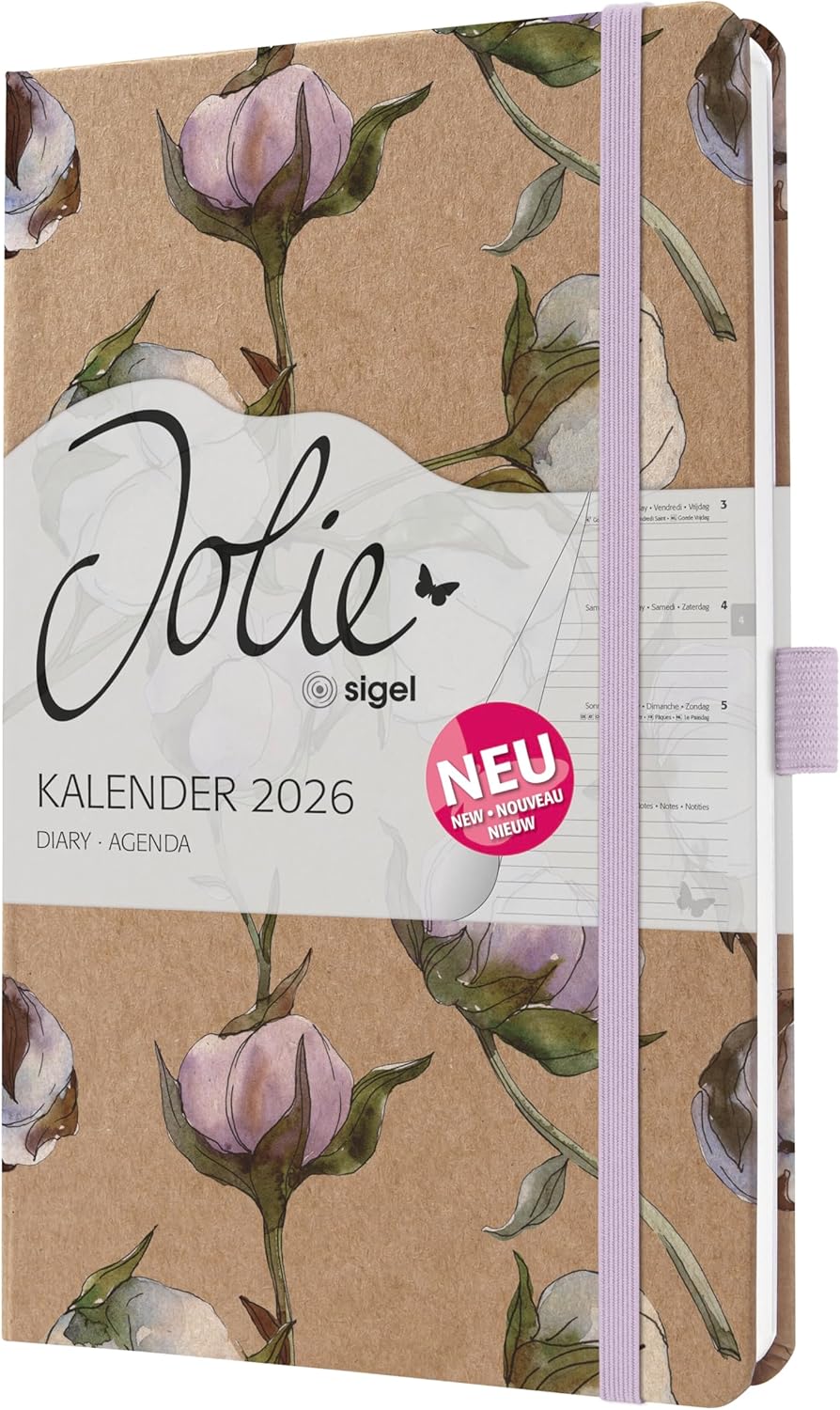 SIGEL J6805 A5 Hardback Kraft Pink Green White Beige FSC Certified Weekly Diary - Beautiful
