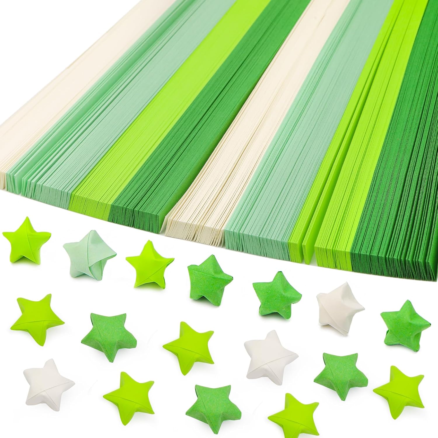 1080 Sheets Star Origami Paper Green Solid Color Gradient Color Star
