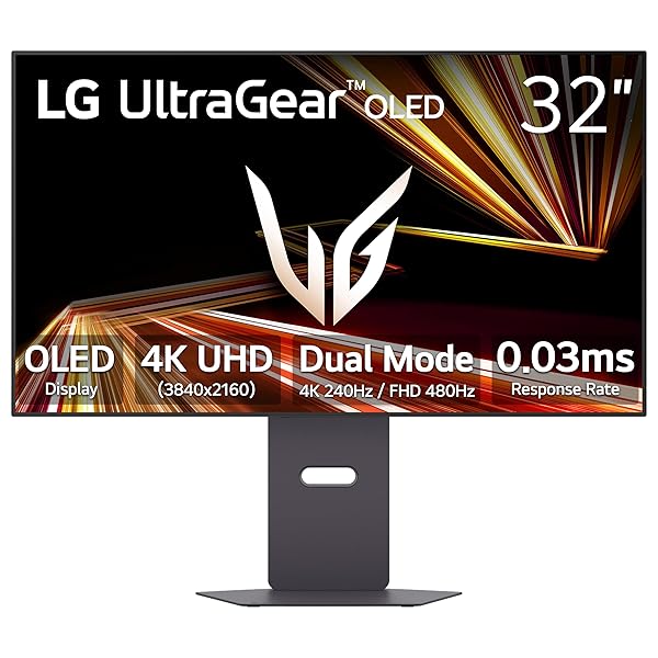 LG 32GX870A-B 32-inch Ultragear 4K UHD (3840 x 2160) OLED Gaming Monitor, Dual-Mode, 240Hz, 0.03ms, NVIDIA, AMD FreeSync Premium Pro, VESA DisplayHDR True Black 400, USB Type-C, DP2.1, Black