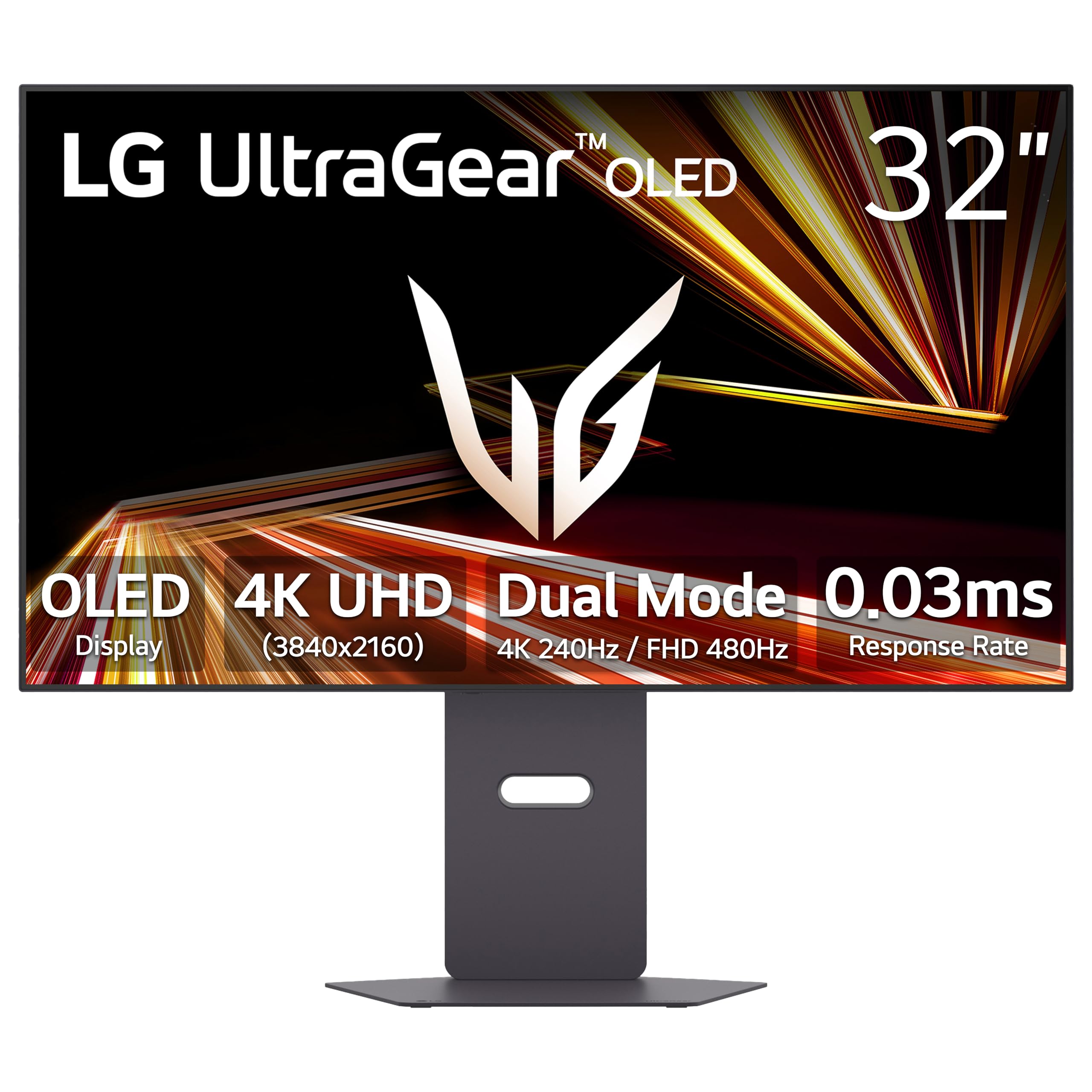 LG 32GX870A-B 32-inch Ultragear 4K UHD (3840 x 2160) OLED Gaming Monitor, Dual-Mode, 240Hz, 0.03ms, NVIDIA, AMD FreeSync Premium Pro, VESA DisplayHDR True Black 400, USB Type-C, DP2.1, Black