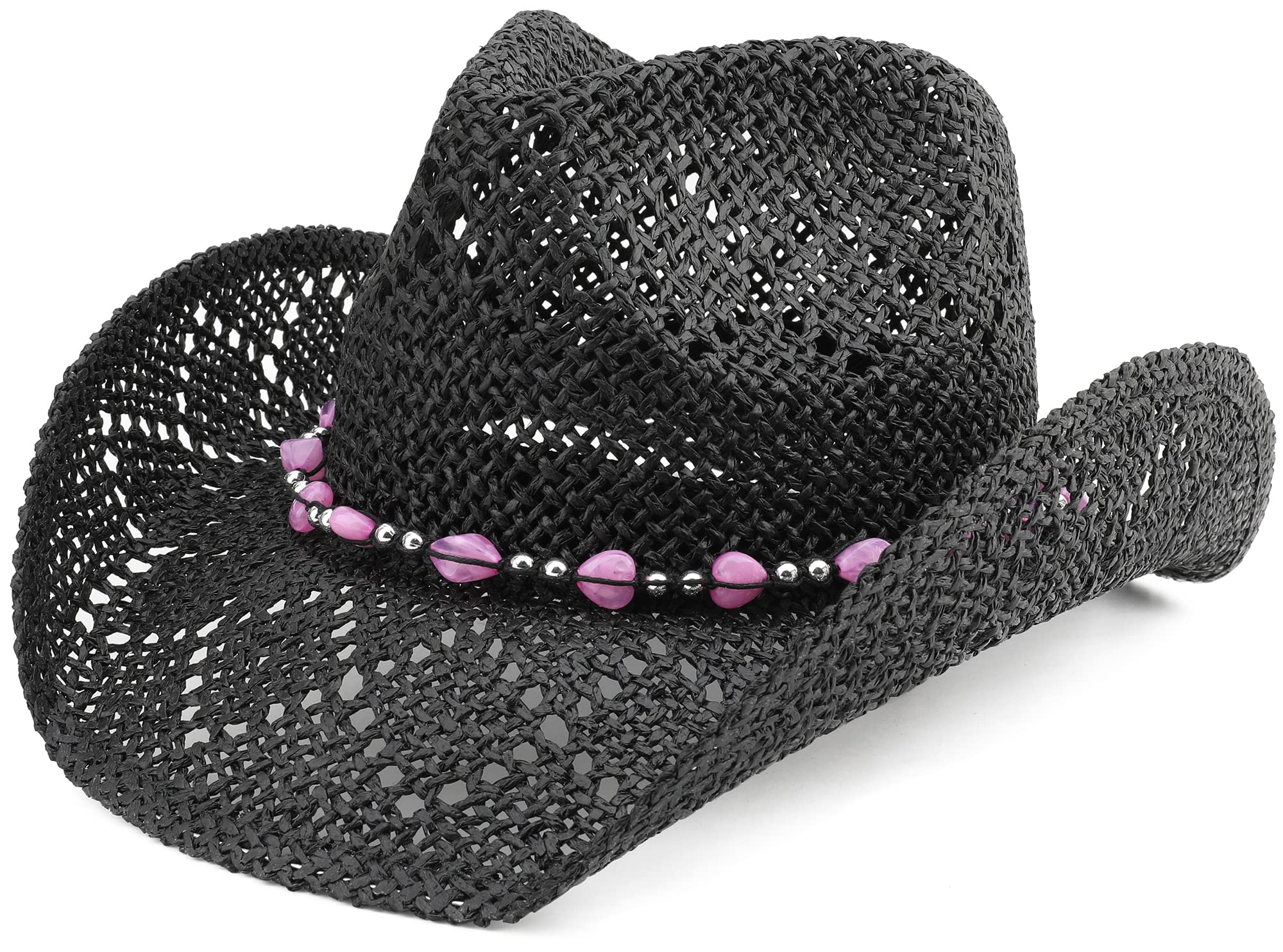 Pro CeliaMen Women Cowgirl Straw Western Cowboy Hat