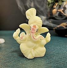 Gold Art India Pagdi Ganesha Idol Ivory Ganesh Idol for Car Dashboard Ganesha Murti Ganpati Idol for Home Decor Puja Lord Ganesh Statue Gift for Office Desk Puja Room Figurine