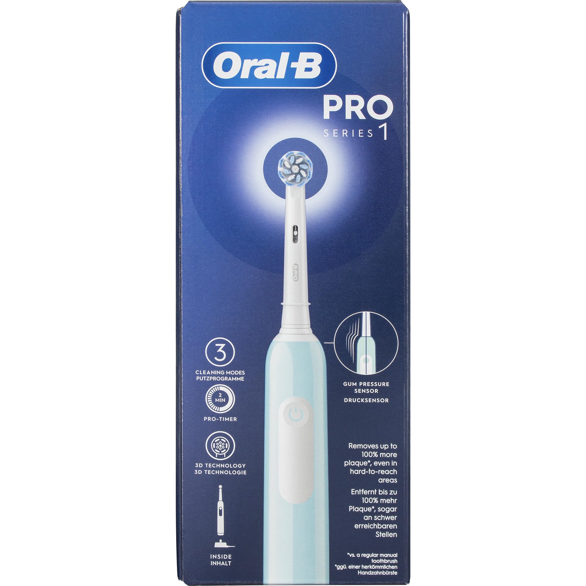 Oral-B Brosse à dents électrique rechargeable série 1 bleu avec 1 tête de rechange. 1 brosse à dents