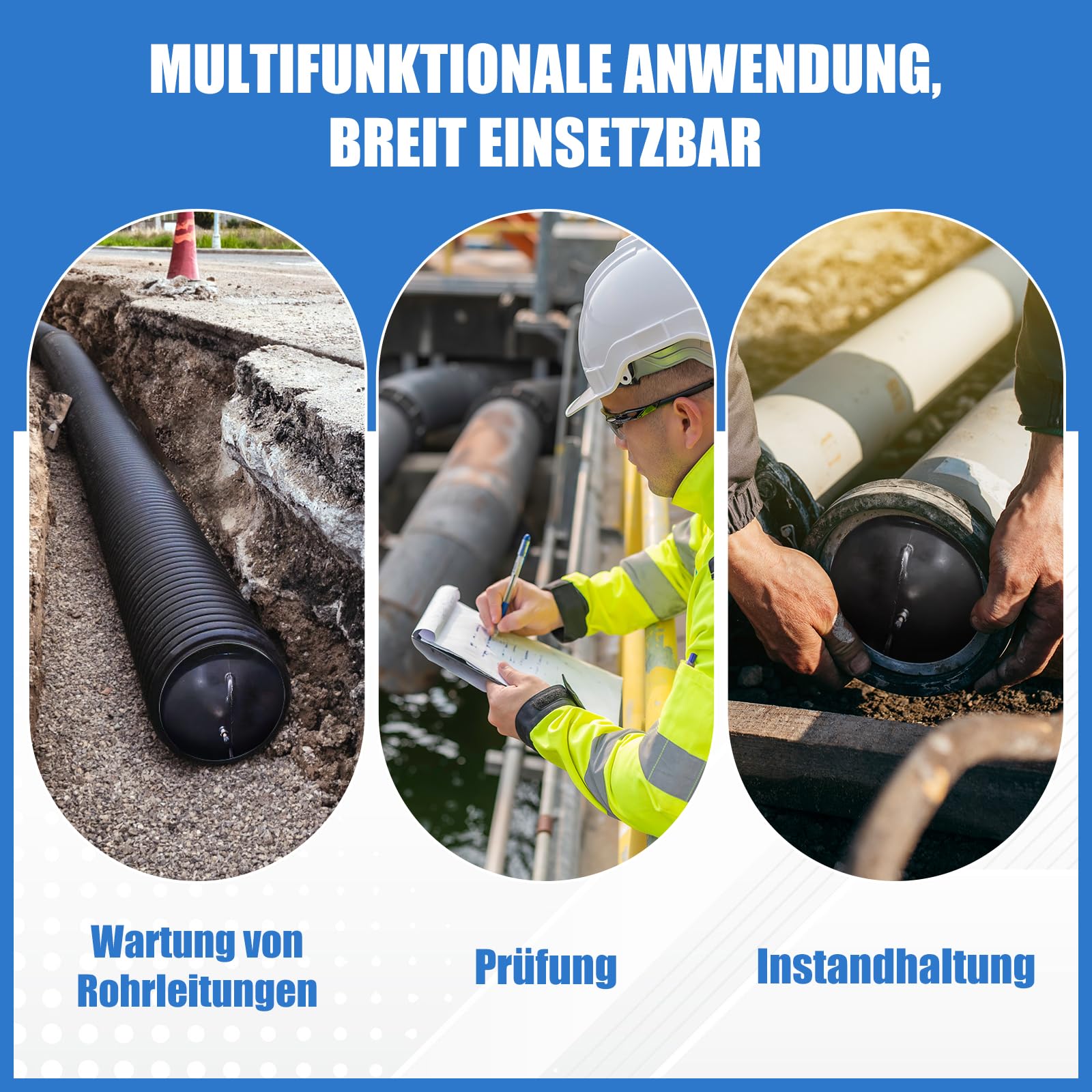 aufblasbarer Rohrstopfen, Gummi-Absperrstopfen, manueller Sanitär-Prüfball, aufblasbarer Gummi-Rohrstopfen, manueller Rohrdruckprüfstopfen für Installateure, Toiletten, Abwasserrohre