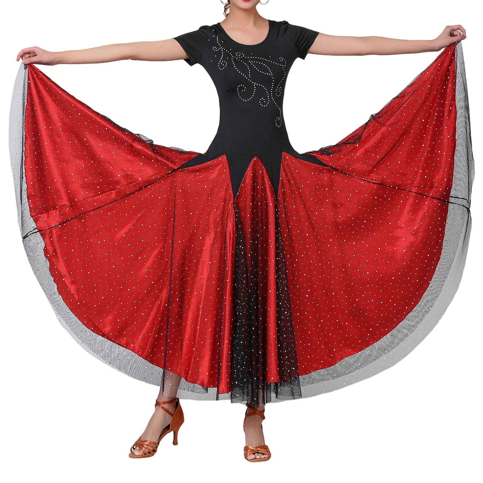Générique Robe Traditionnelle pour Femme élégante avec Sequins et Jupe de Danse Festive à Volants étagés pour Occasions spéciales