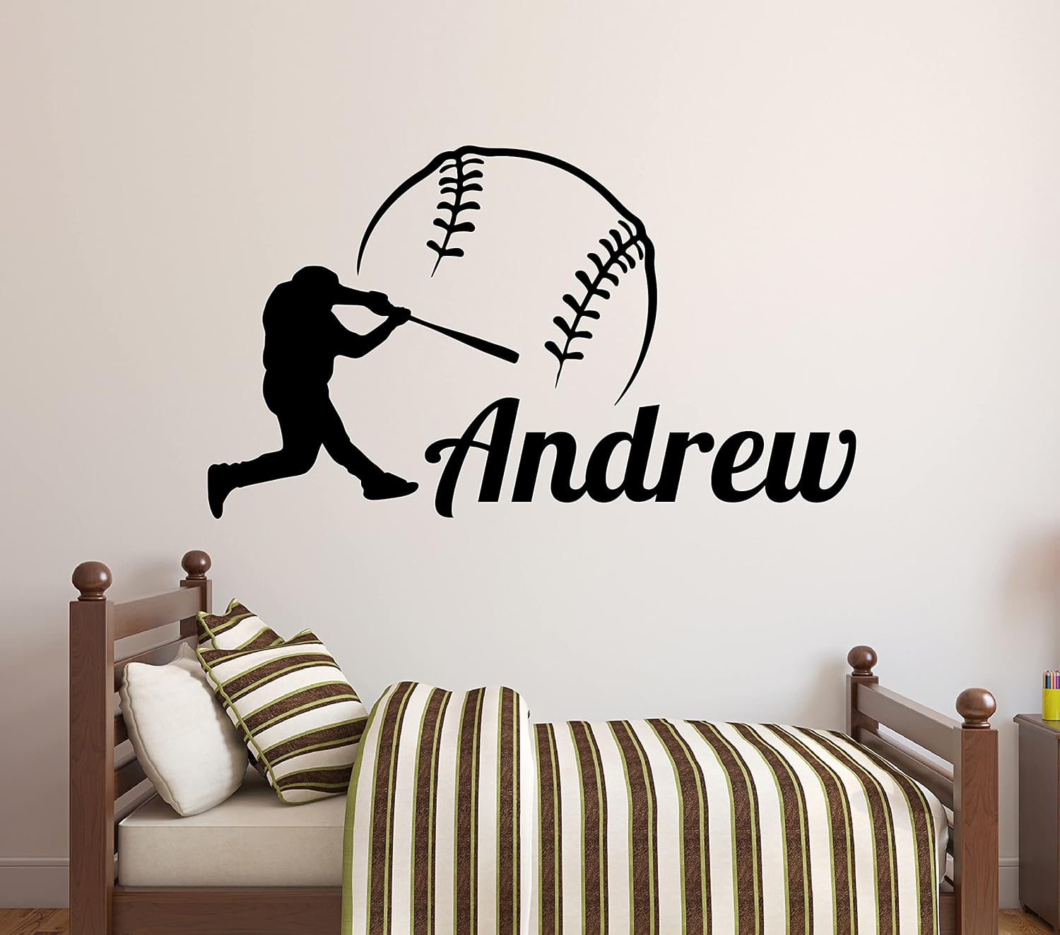 Decalzone Inc Custom Name Baseball Wall Decal