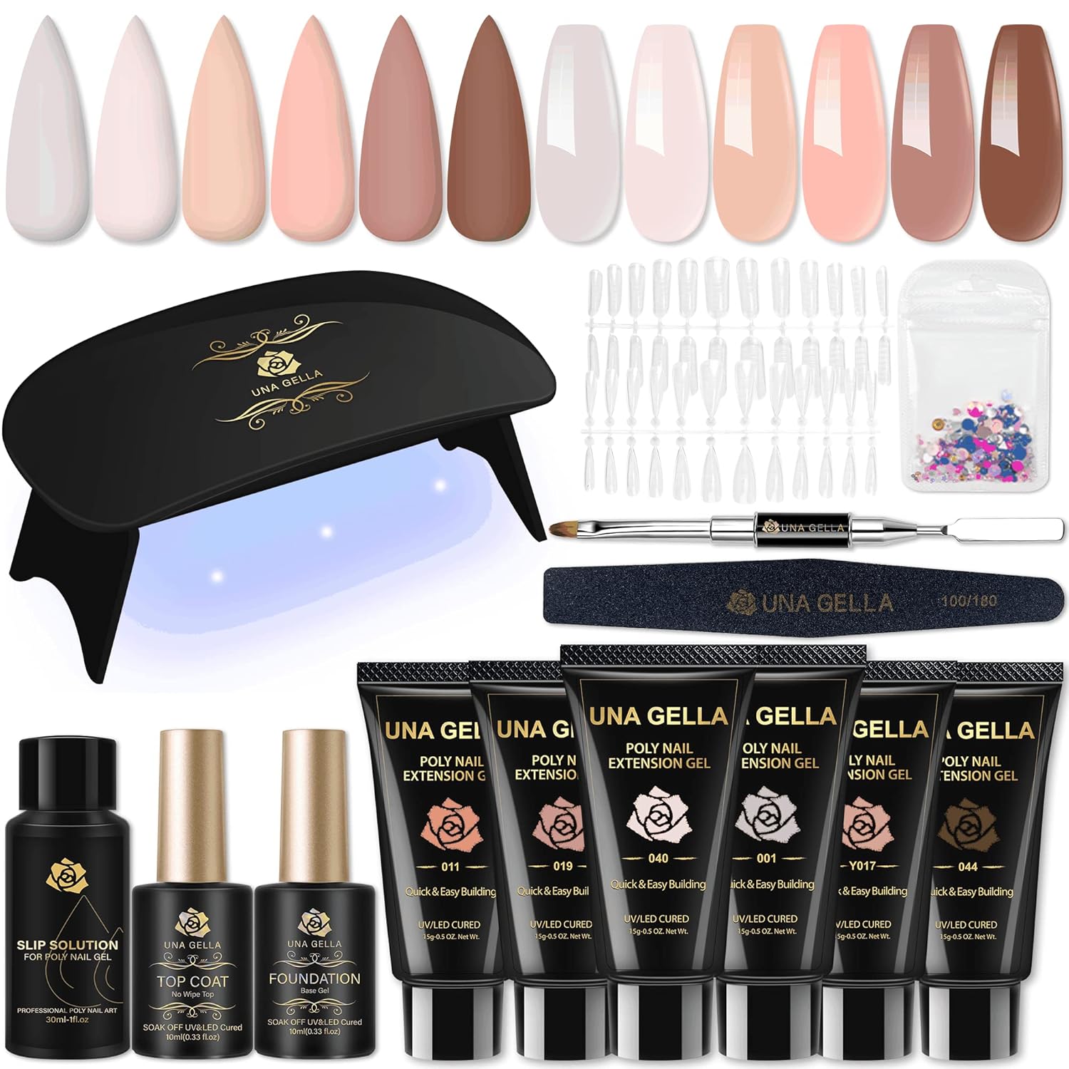 UNA GELLA Poly Nail Gel Kit 6PCS Poly Nail Extension Set