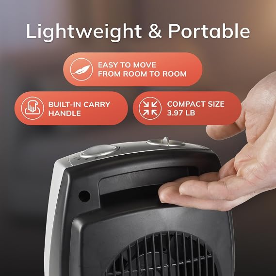 Lasko 9 Tabletop Ceramic Space Heater with Thermostat - Silver - 754200