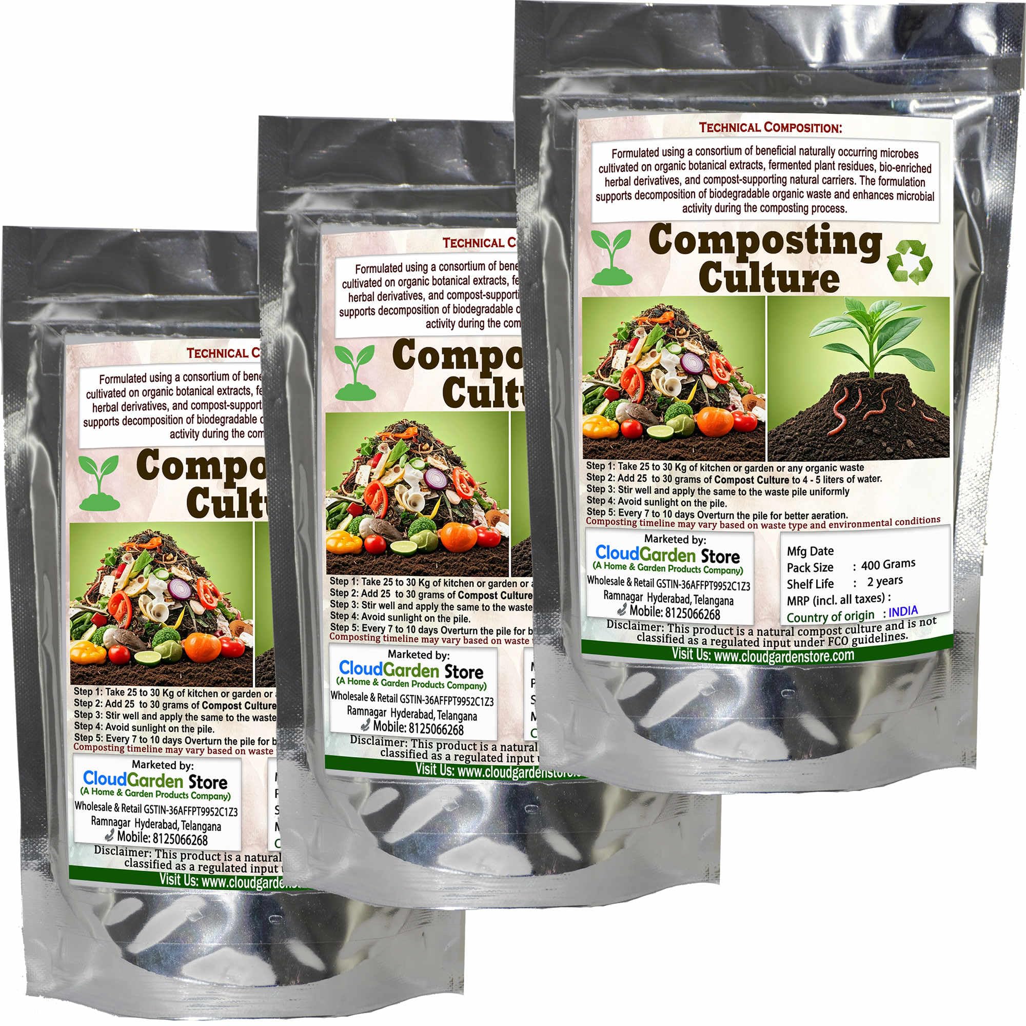 Advanced Composting Bacteria Powder – Converts Kitchen & Garden Waste into Nutrient-Rich Compost - High-Efficiency Microbes - 1.2kg (3x400g) – TSR Garden Store