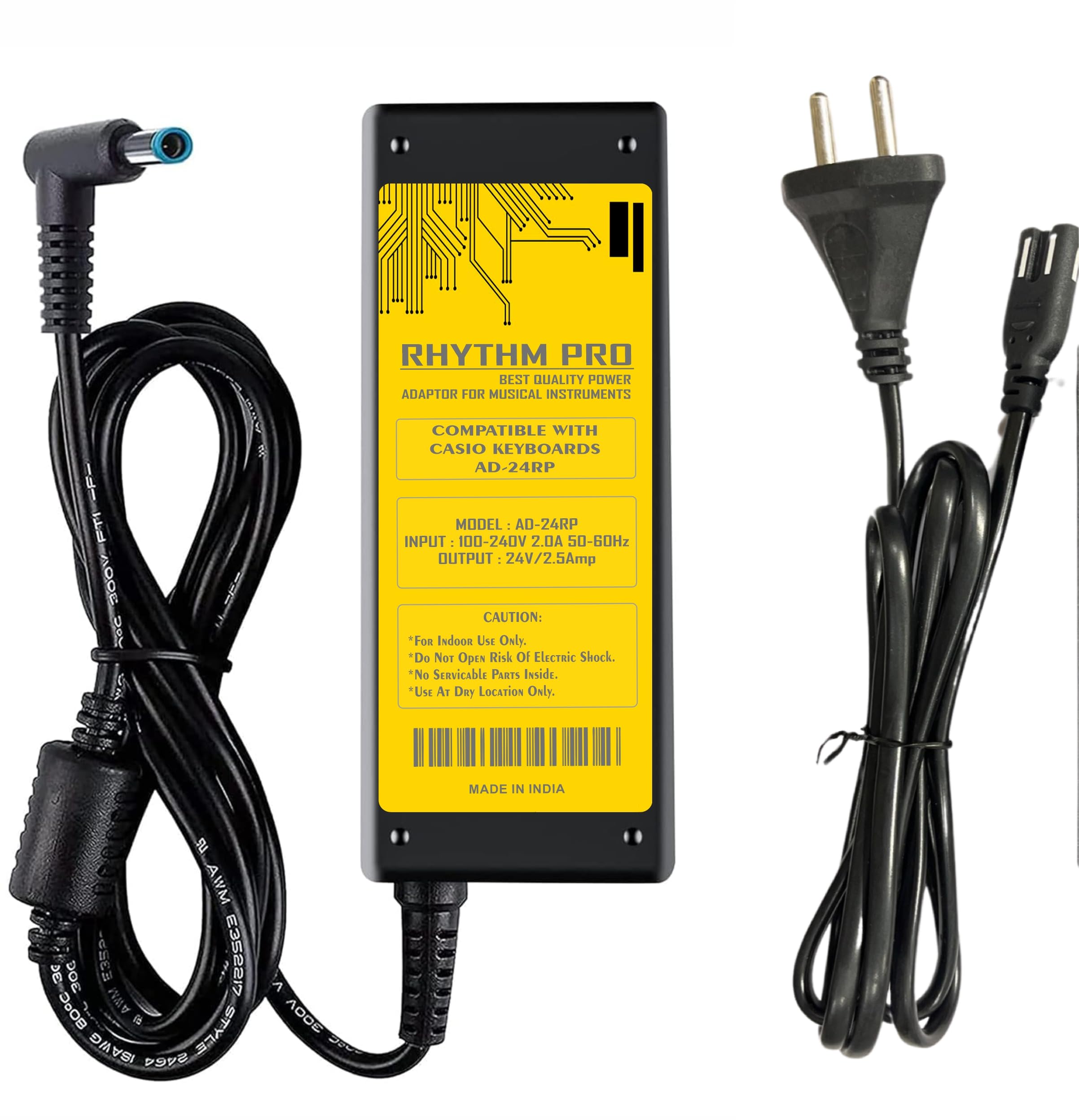 Original Quality Power Adapter (AD-24RP) 24V/2.5A Compatible with C A S I O Keyboards, Synthesizers & Digital Pianos, Made in India, (Privia Casio AP-470)-image-3