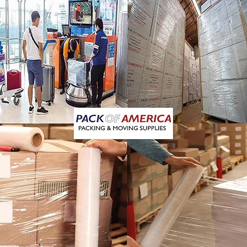 Miniatura 2 de Pack of America Película elástica 4 rollos transparentes, 18 pulgadas x 1100 pies, calibre 80 (20 micrones), envoltura retráctil de plástico