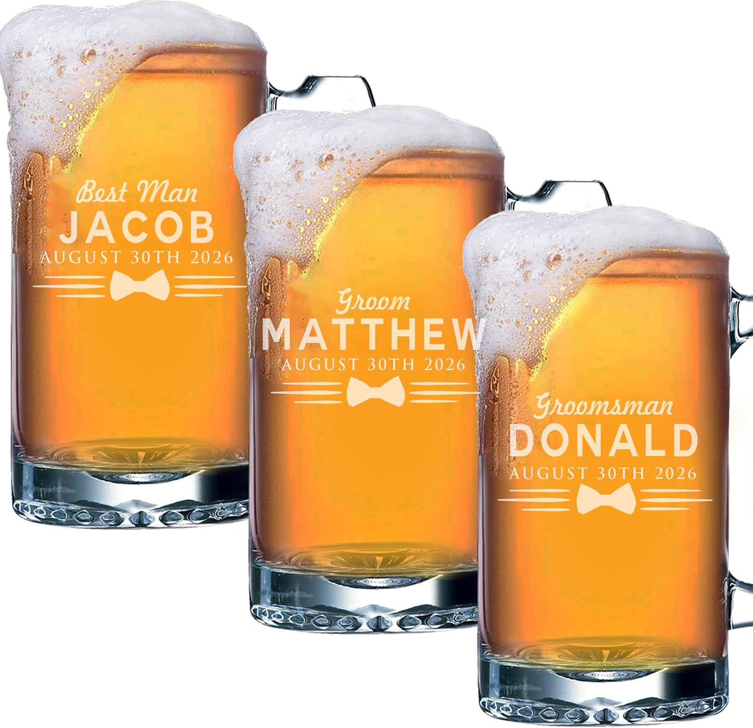 My Personal Memories Personalized Groomsmen, Best Man, Groom Beer Mugs - Uniform Style 16 oz (6)