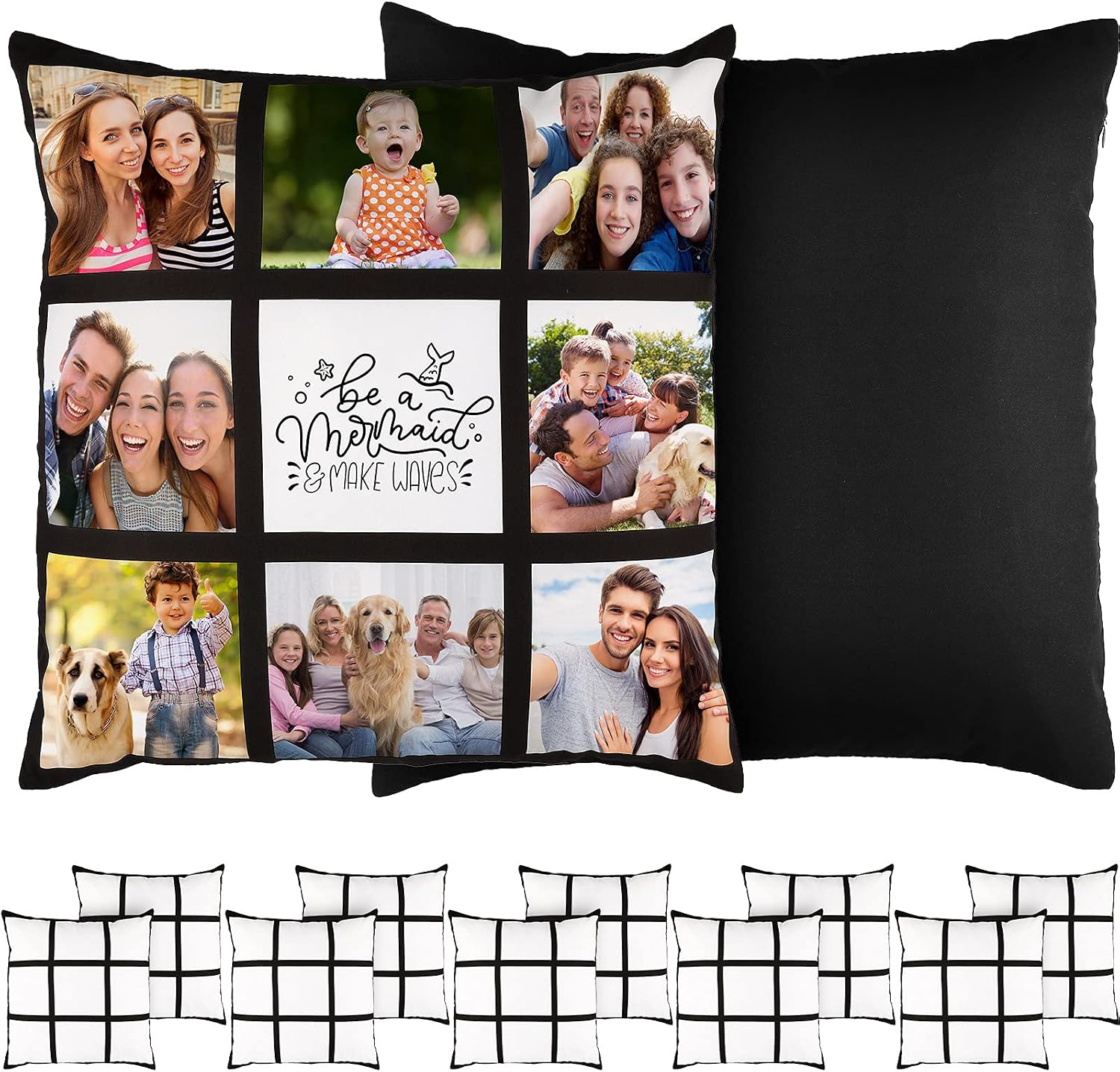Sublimation Blanks Panel Pillow Case DIY Polyester Cushion Cover 17.7 x 17.7 Inch for Sublimation Printing Sofa Couch No Pillow Insert (12)