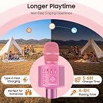 BONAOK Microphone sans fil Bluetooth Karaoke,3-in-1 Instrument portable Microphone sans fil Mic Haut-parleur Accueil Fête Anniversaire pour tous les Smartphones (Pinkcolor)
