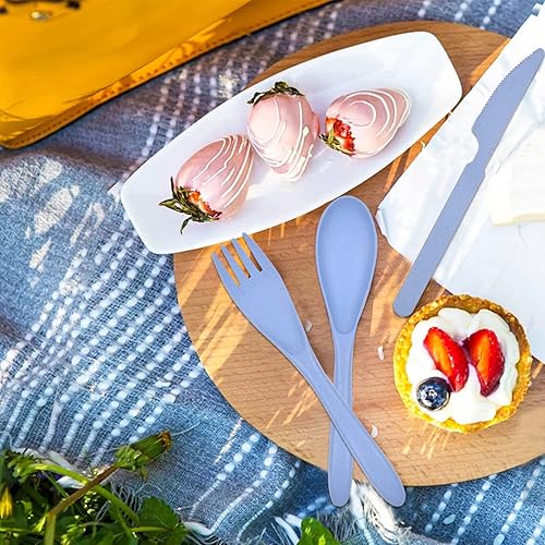 Miniatura 4 de Juego de utensilios de campamento, juego de utensilios reutilizables con estuche, utensilios de viaje, juego de utensilios portátiles, funda de