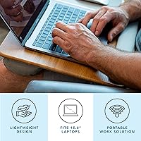 Vista 2 de LapGear Home Office Pro - Escritorio de regazo con reposa muñecas, alfombrilla para mouse y soporte para teléfono, madera de roble, se adapta a