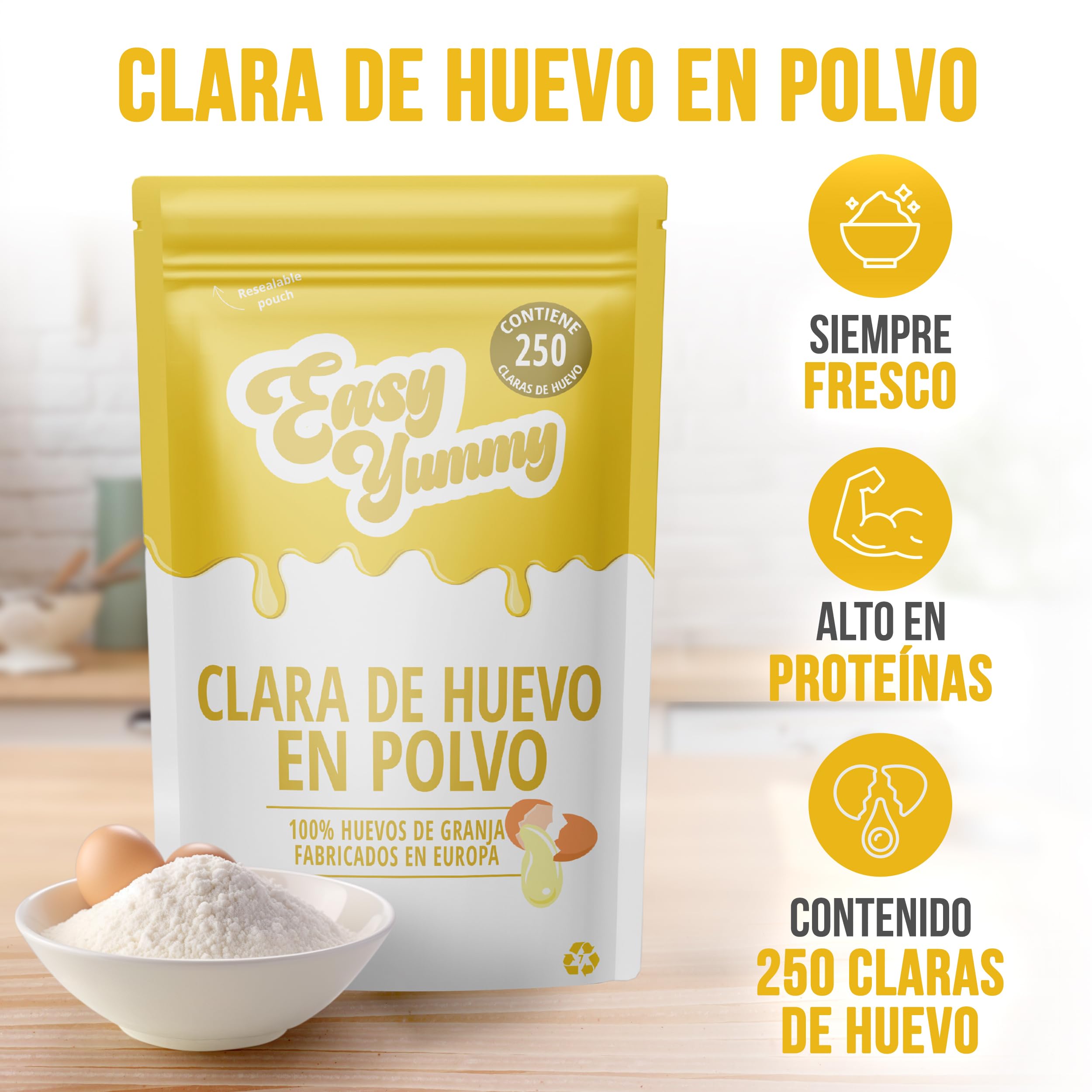 Clara De Huevo En Polvo 1 Kg – Huevos Deshidratados 100% Para Repostería Y Cocina
