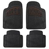 FH Group Automotive Floor Mats Universal Fit Trimmable Climaproof for All Weather Heavy Duty Rubber fits Most Cars, SUVs, and Trucks, with Footprint Design, Full Set Brown Black