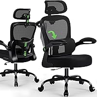 Vista 13 de AreShark Silla de Oficina Ergonómica con Soporte Lumbar Ajustable y Gancho para Respaldo, Silla de Malla Transpirable con Respaldo Alto y Ruedas