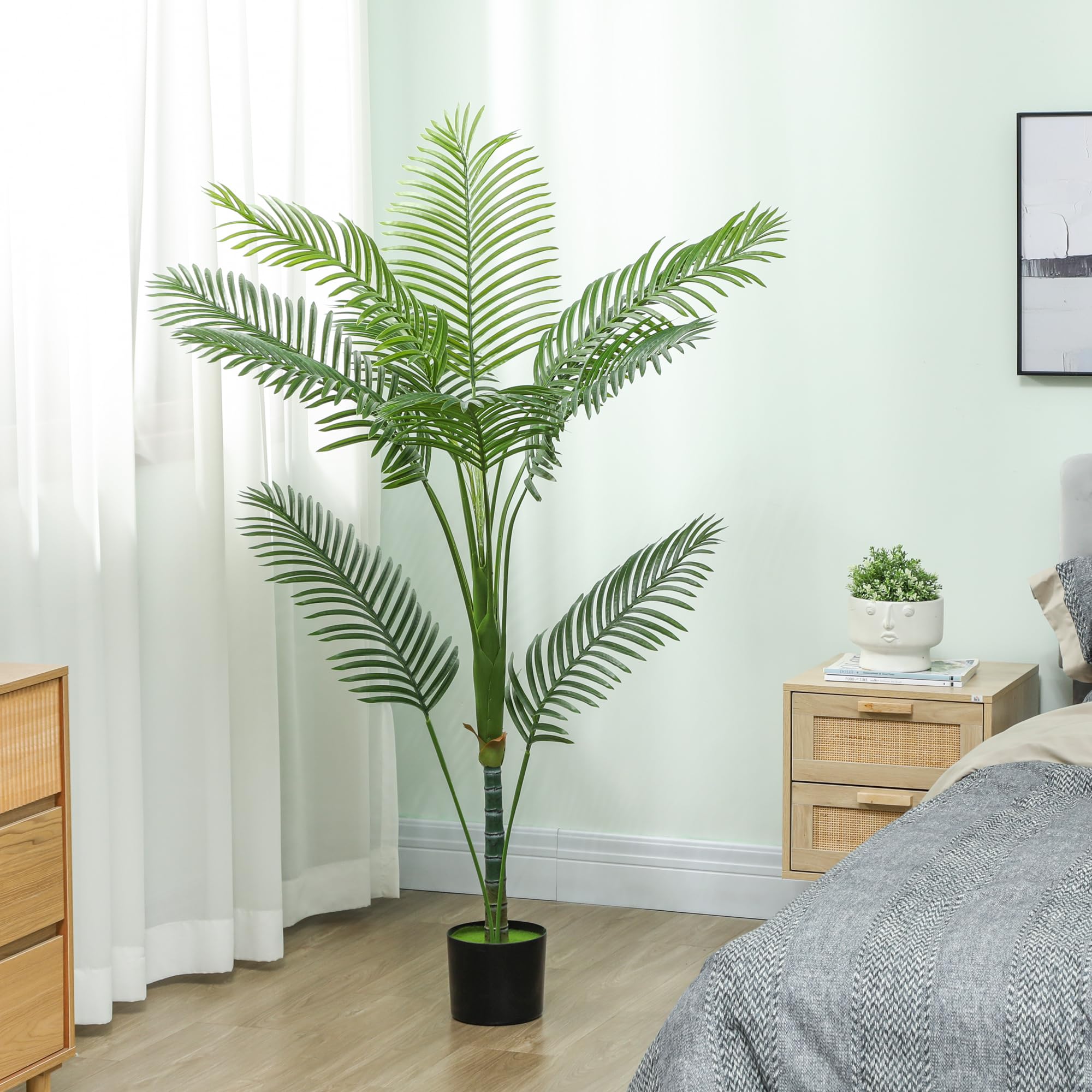 HOMCOM Pianta Finta di Palma Areca Alta 150 cm Realistica per Interni Verde