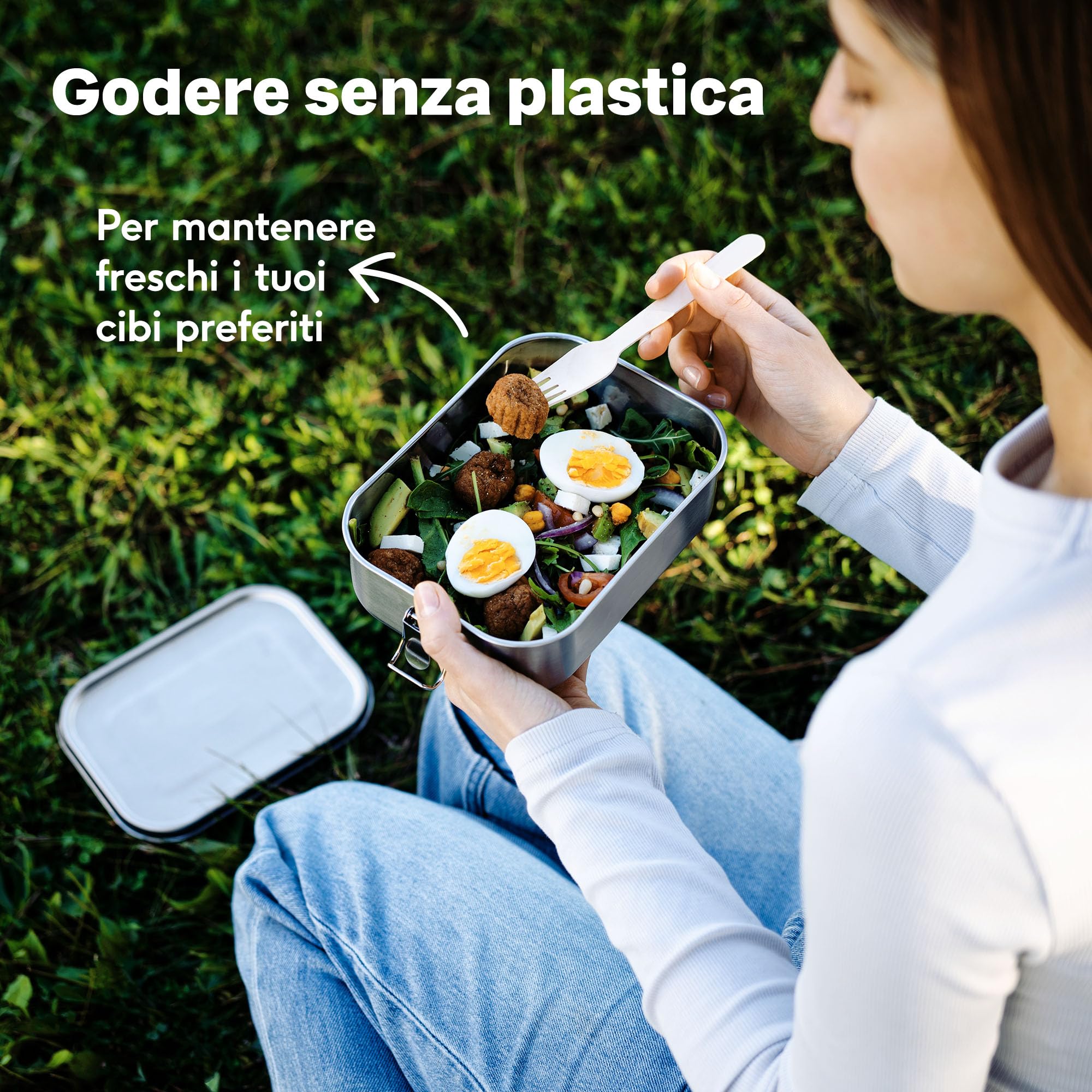 SILBERTHAL Set 3 porta pranzo inox 800/1200/1400ml - Ermetici Lunch box | 800,1200 e 1400 ml - Ermetico con 2 divisori - Acciaio inox - Ermetico e antigoccia - Divisore rimovibile