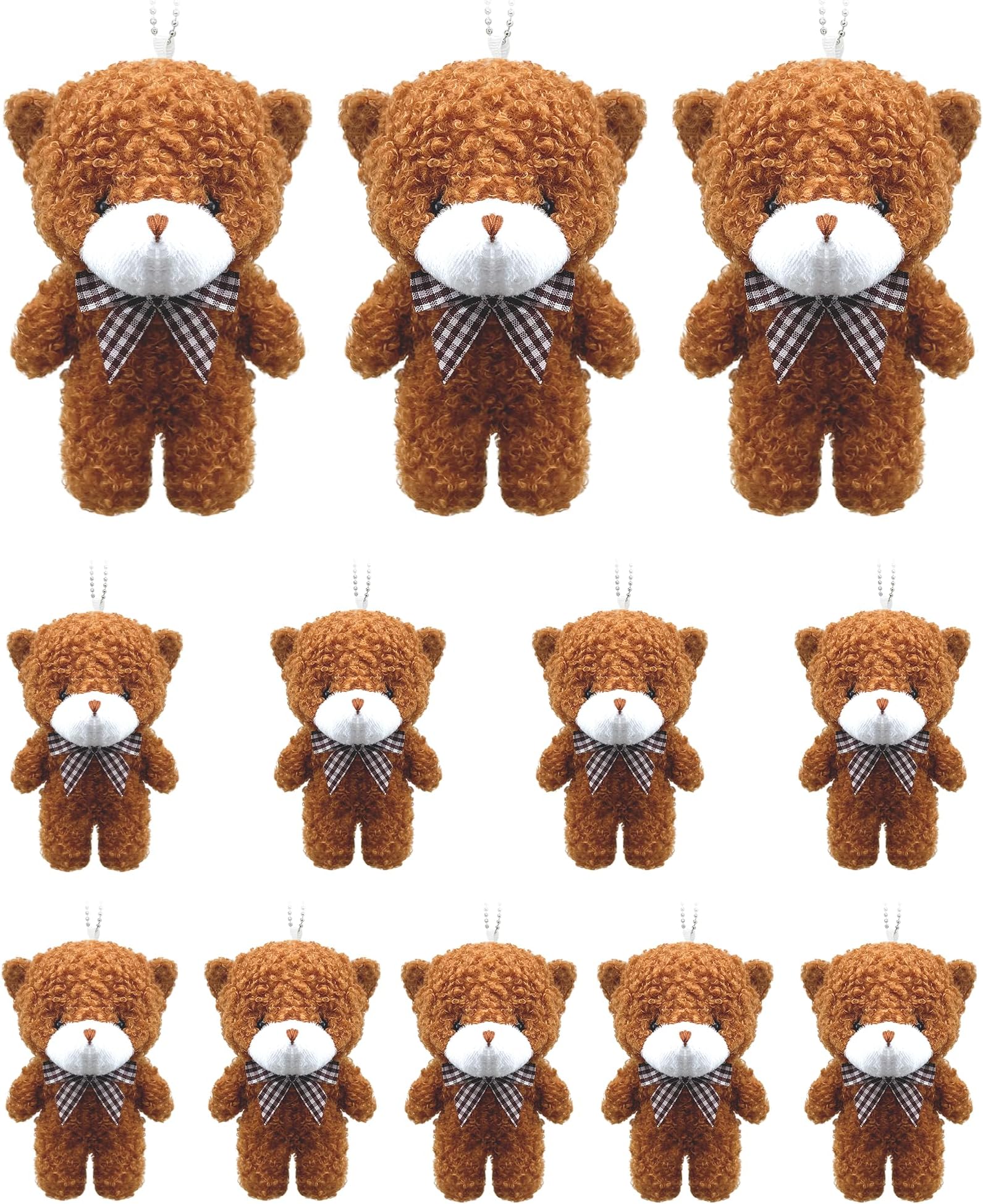 12 pcs Mini Stuffed Teddy Bears 4.7 Inch Small Plush Teddy Bears Bulk for DIY Keychain Birthday Christmas Party Favor (Classic-Dark Brown)