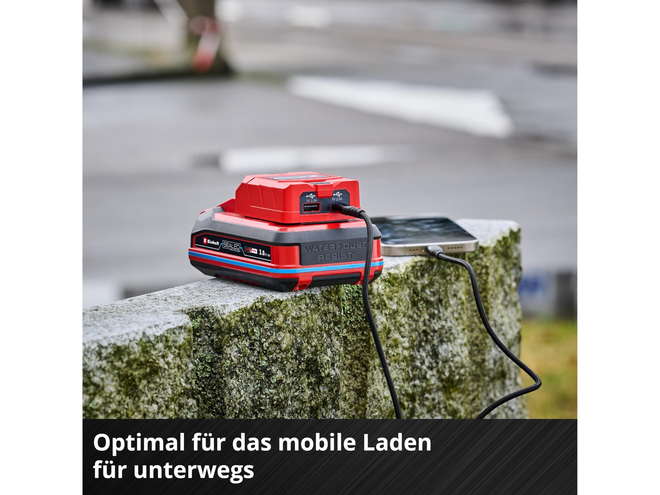 Einhell Adattatore per batteria TC-CP 18 Li con porta USB-A e USB-C X-Change (18 V, ricarica cellulare per smartphone, tablet e simili, senza batteria)