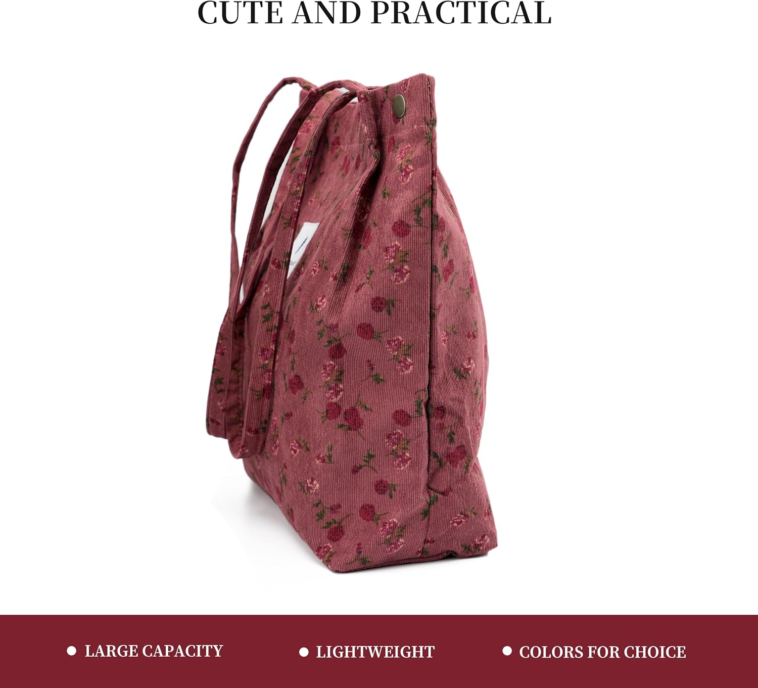 Cute Corduroy Tote Bag Canvas Shoulder Handbags for Women Travel Shopping - Image 2