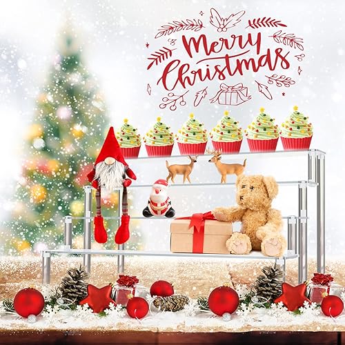 Vista 6 de ULENDIS Soportes acrílicos para exhibición, soporte de exhibición transparente de 4 niveles para cupcakes, figuras de perfumes, soporte de mesa