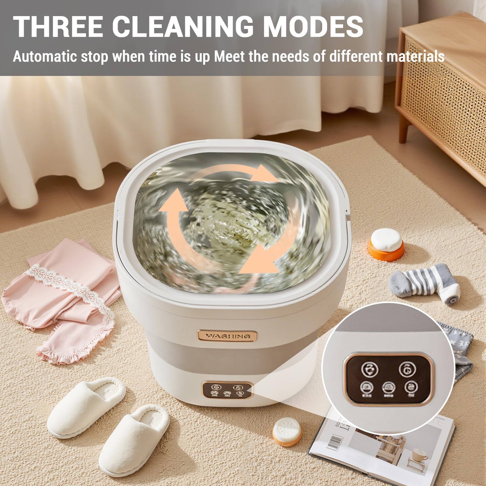 12L Portable Washing Machine - Foldable Mini Washer With 3 Modes For Travel & Apartments