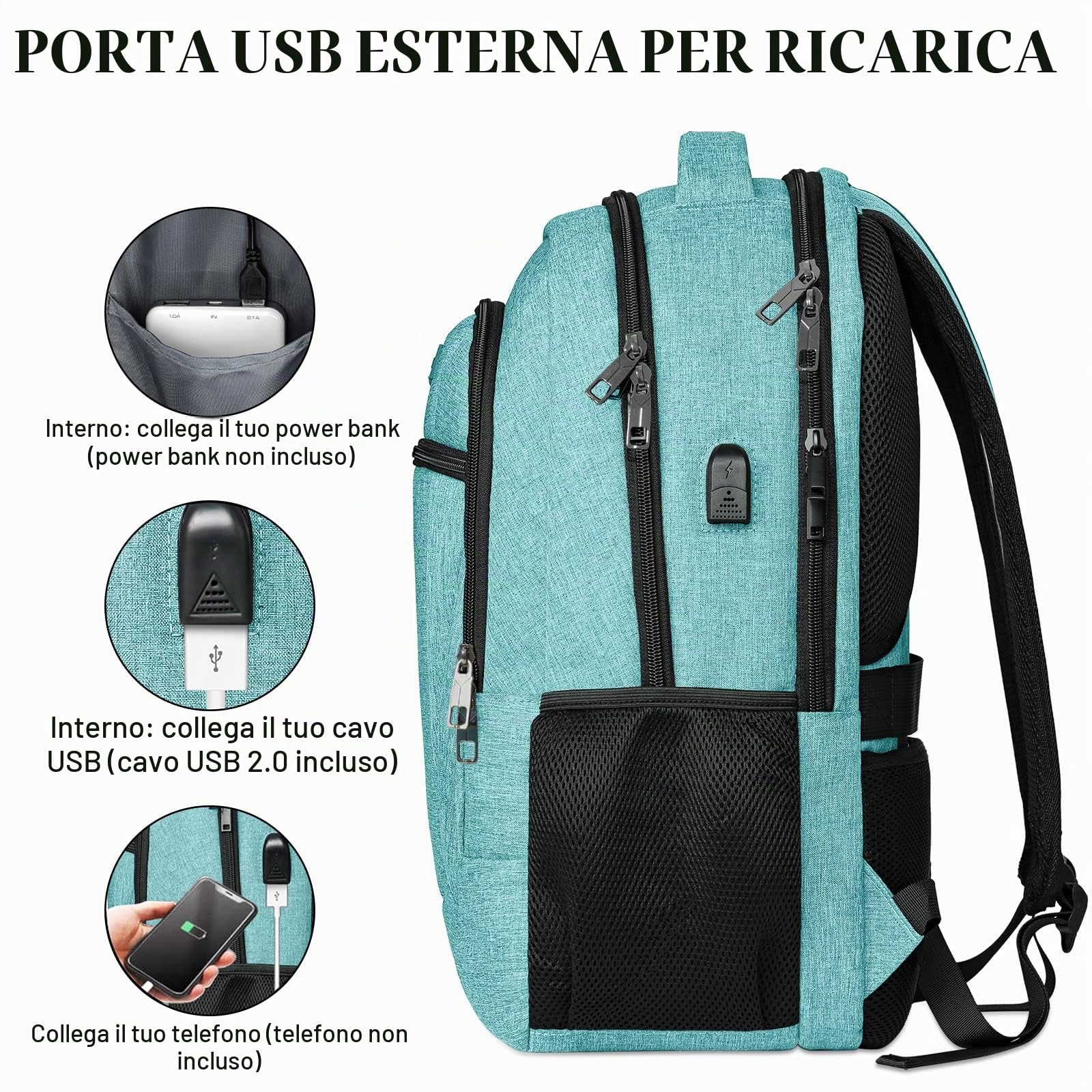 BIKROD Zaino da uomo e donna, zaino per la scuola, per ragazzi, ragazze, adolescenti, impermeabile, borsa per laptop da 17,3 pollici, con porta di ricarica USB, per lavoro, viaggi, escursionismo, con