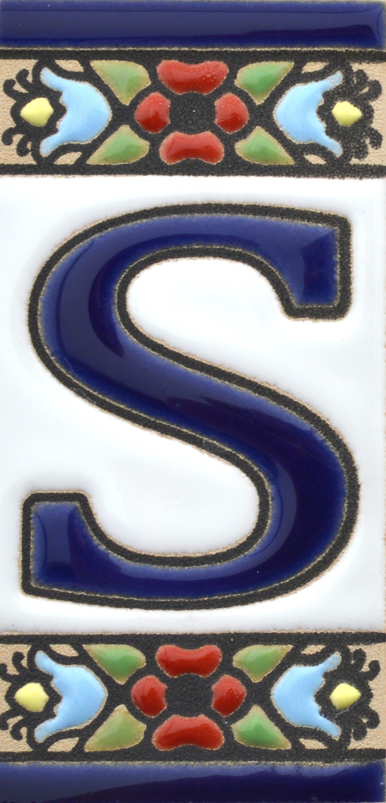 Handpainted Ceramic House Letter Tile 'S' - 3x3 Inch, Traditional/Vintage Style, Perfect for Signs, Addresses, Texts