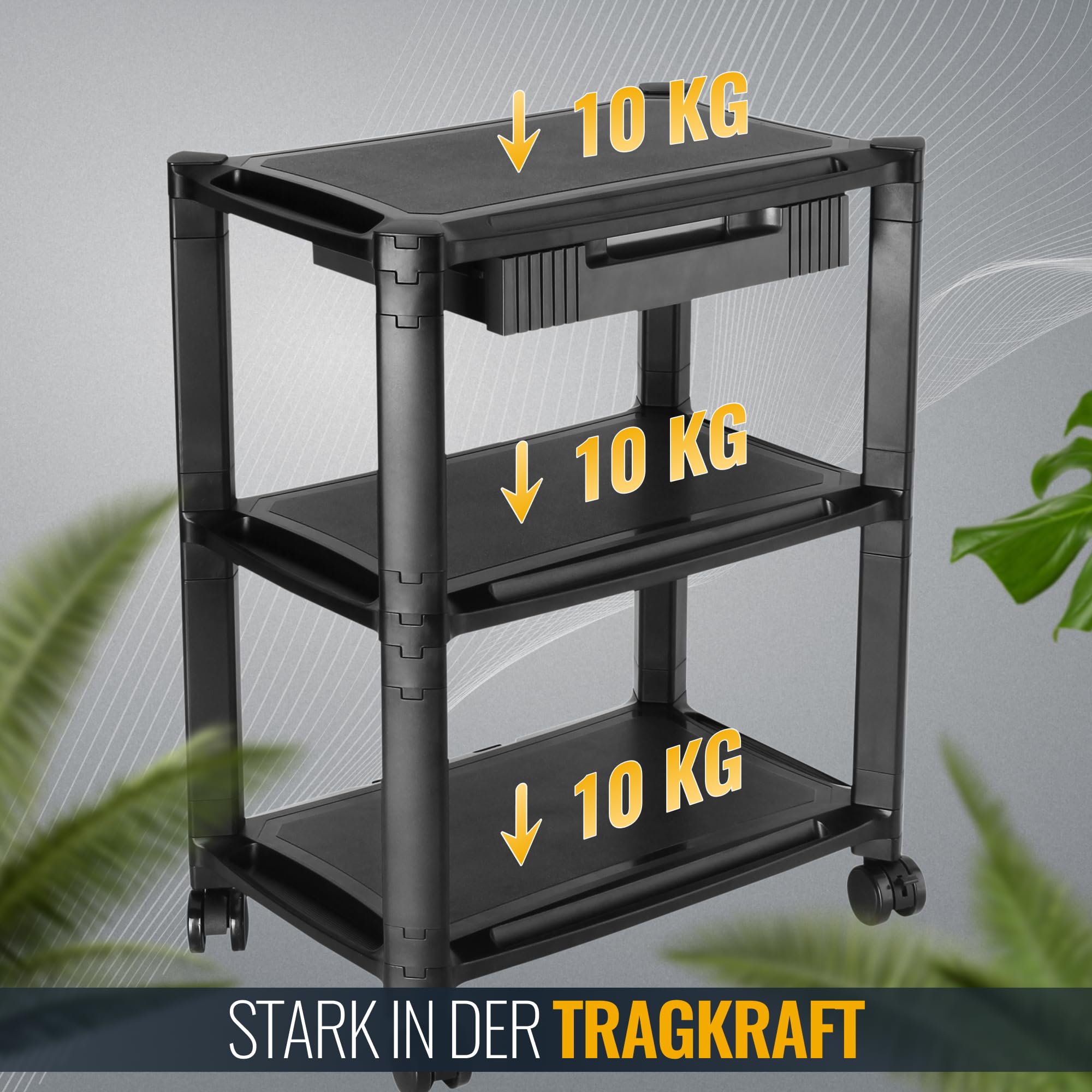 RICOO Rollcontainer mit Schubladen Schreibtisch schwarz WM5-L Rollwagen Schubladenelement modular Rollschrank schmal Bürocontainer Allzweckwagen Druckertisch
