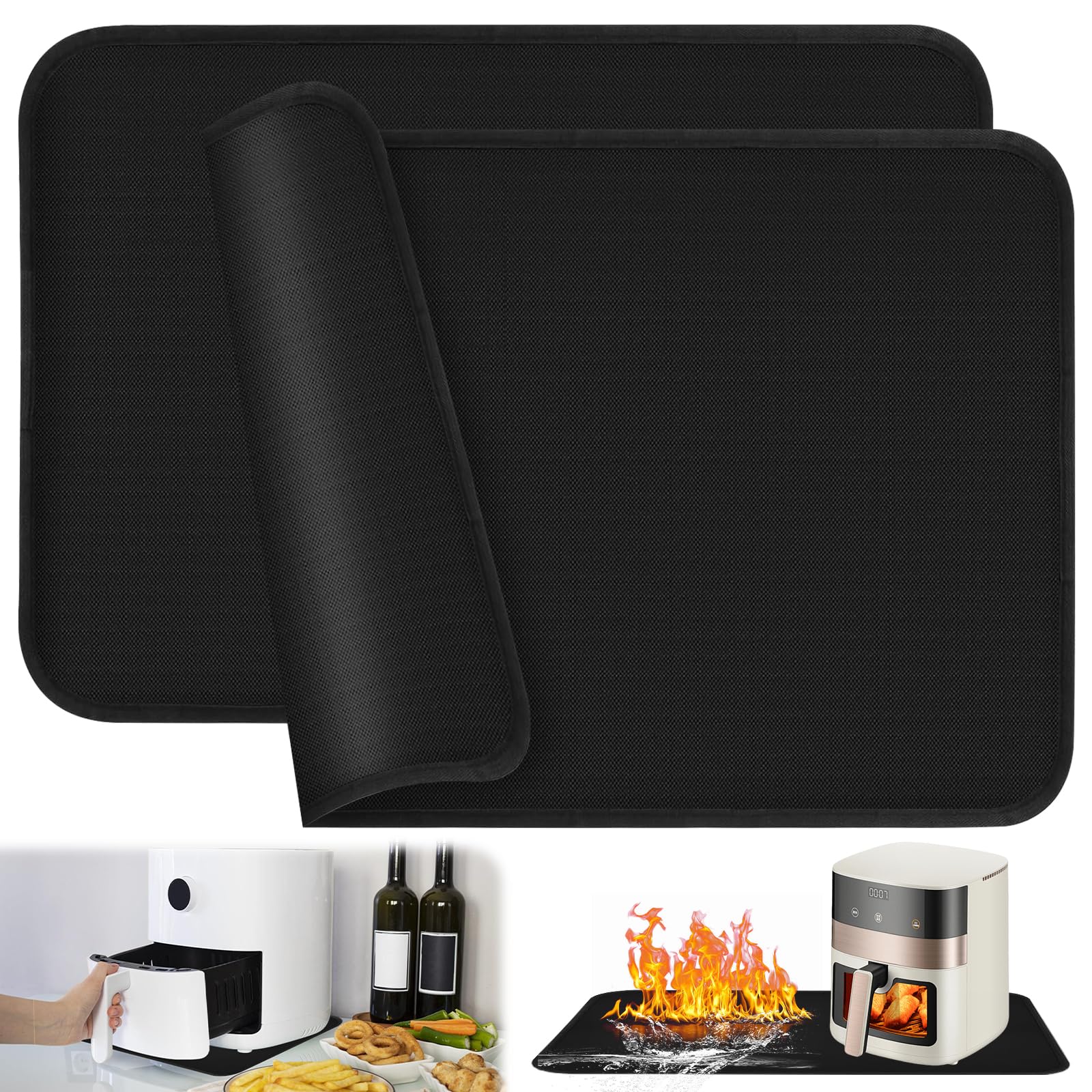 Amerbro Tapis Résistant à La Chaleur Pour Friteuse à Air, Protecteur De Comptoir De 40,6 X 50,8 Cm, En Silicone Ignifuge Pour Machine à Café, Grille -pain, Four (gris