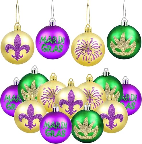 Adornos de bola de Mardi Gras, adorno de árbol de carnaval, decoración de Mardi Gras, bola de lentejuelas para carnaval, Día de San Patricio, fiesta