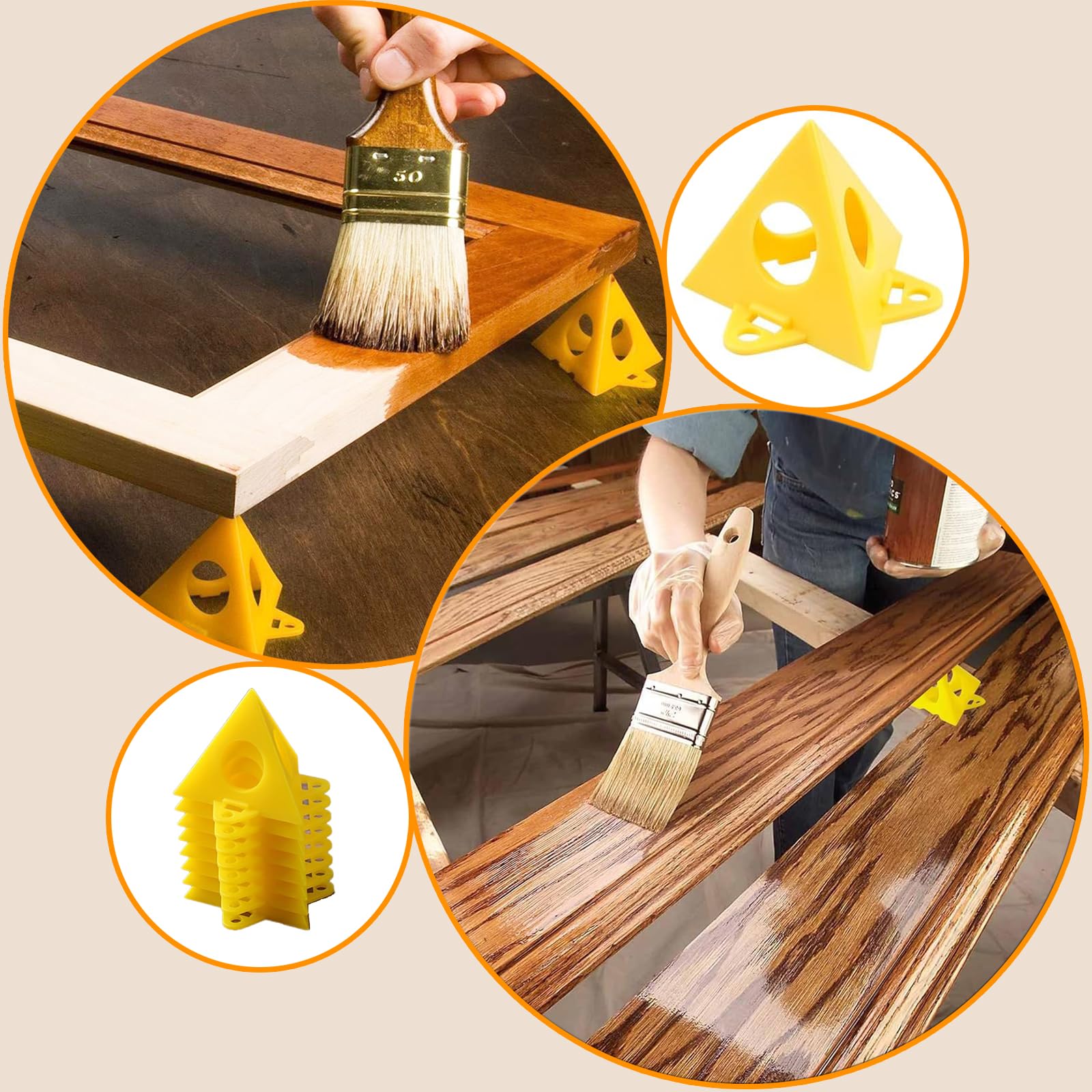 Supporti a Piramide per Pittore 40 Pezzi Giallo Cono Tela Triangolo di Vernice Alzateper Ante Supporto Pittura Perforata Legno Mobili Stand Porta Dell'armadio