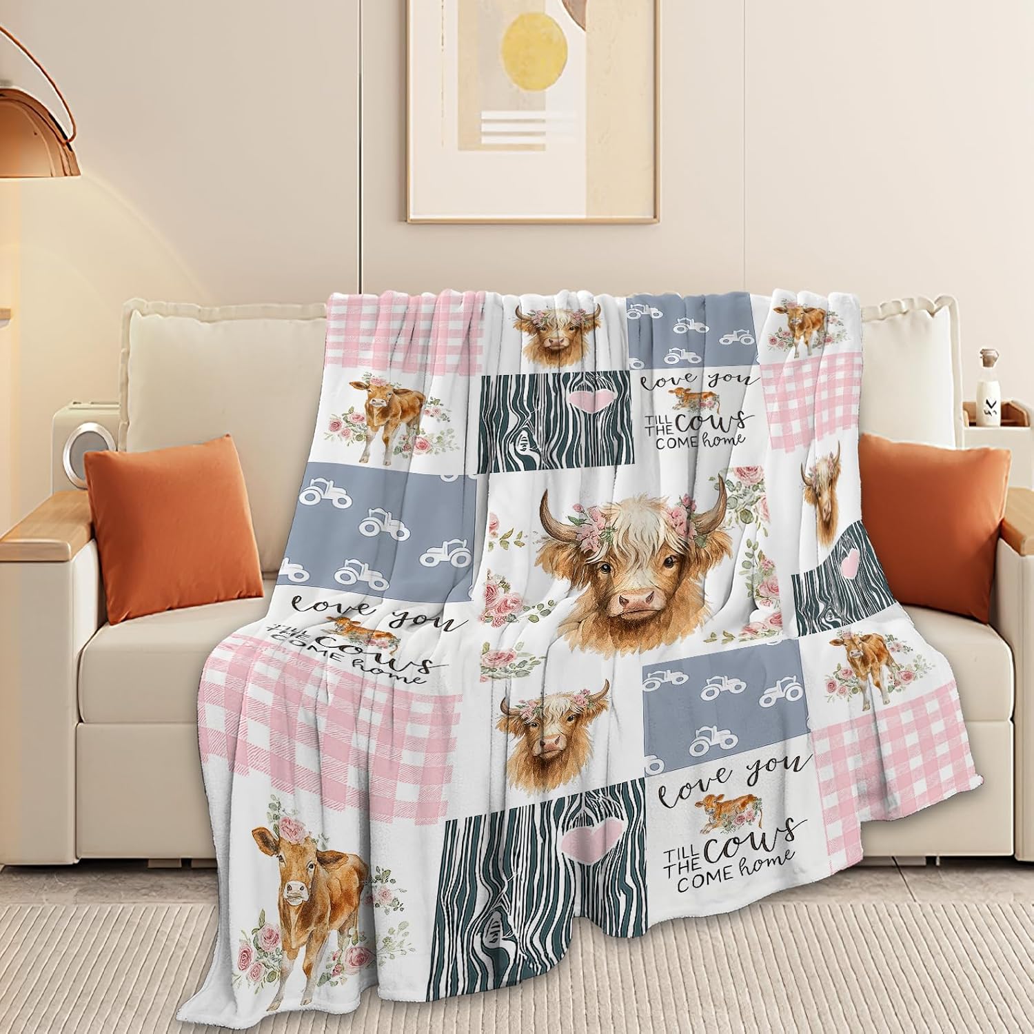 Highland Cow Blanket Super Soft Warm Fluffy Fleece Flannel Cattle Animal Throw Blanket Cozy Fuzzy Plush Stuff Bedding Blankets Gifts for Women Kids Boys Girls Adults 50"X40" - Image 3