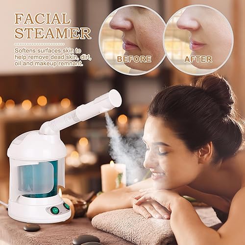Miniatura 3 de SUPER DEAL Vaporizador para el cabello PRO 3 en 1 multifunción con ozono facial con accesorio de capó, terapia capilar y vaporizador facial para uso