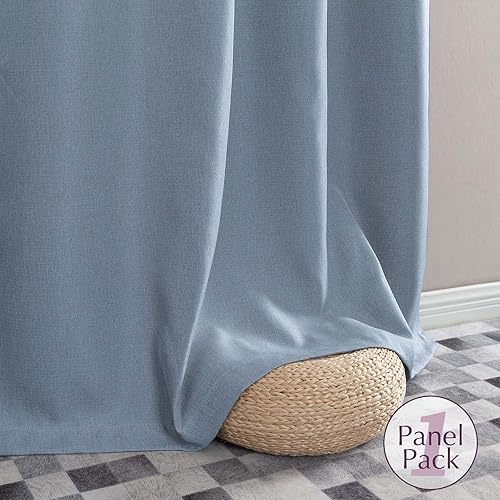 Miniatura 8 de jinchan - Cortina oscurecedora con textura de lino, de 90pulgadas de largo, con aislamiento térmico y ojales en la parte superior, para sala de