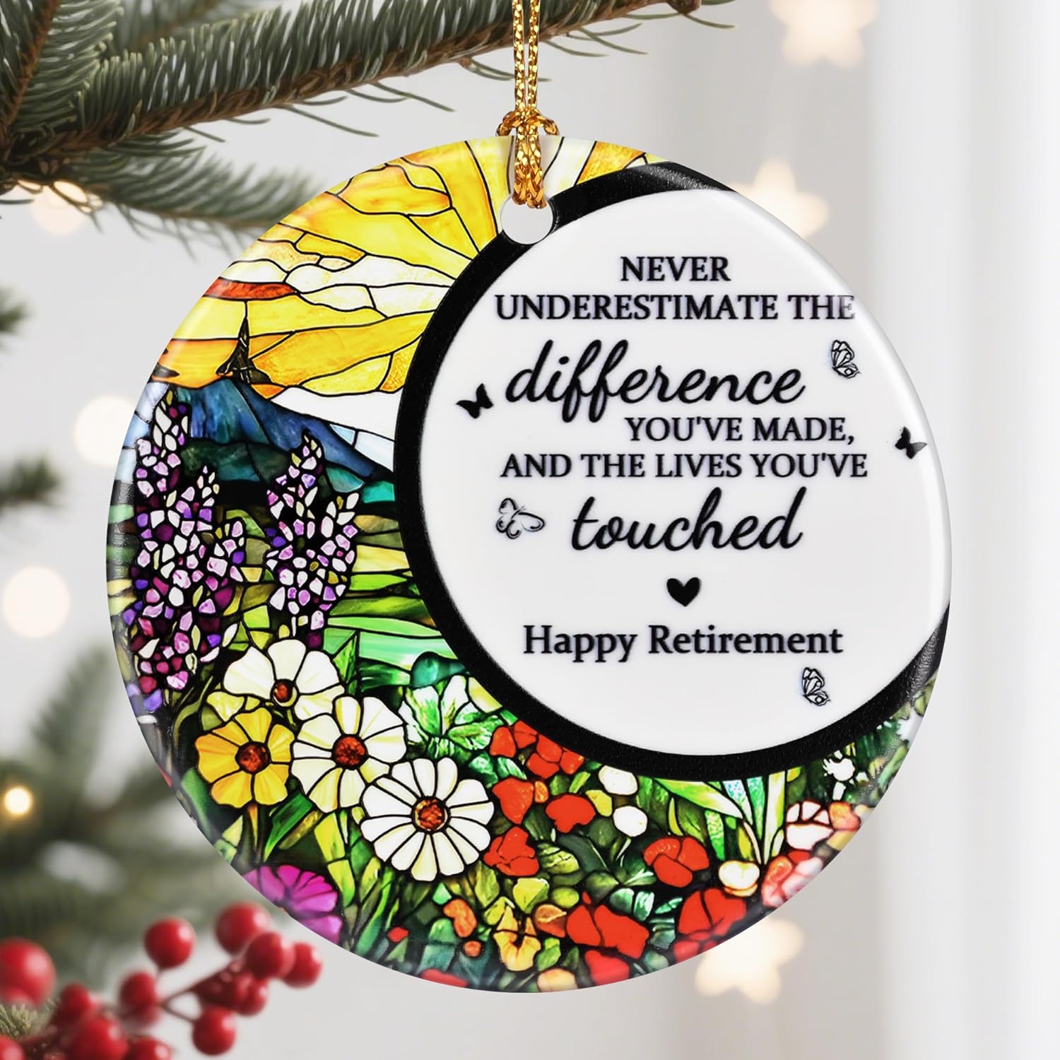 Retirement Gift - Retirement Gifts for Women, Men - Retired Ornament - Retired Gifts for Coworker, Boss, Employee, Teacher, Nurse - Ceramic Christmas Ornament Keepsake - Christmas Tree Ornaments - A Happy Retirement a