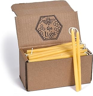 100% Pure Beeswax Taper Candles - Hanukkah, Birthday or Orthodox, All-Natural Handmade Dipped Smokeless Unscented Yellow, 6" x 0.2", 45 Candle Set, by BeeTheLight