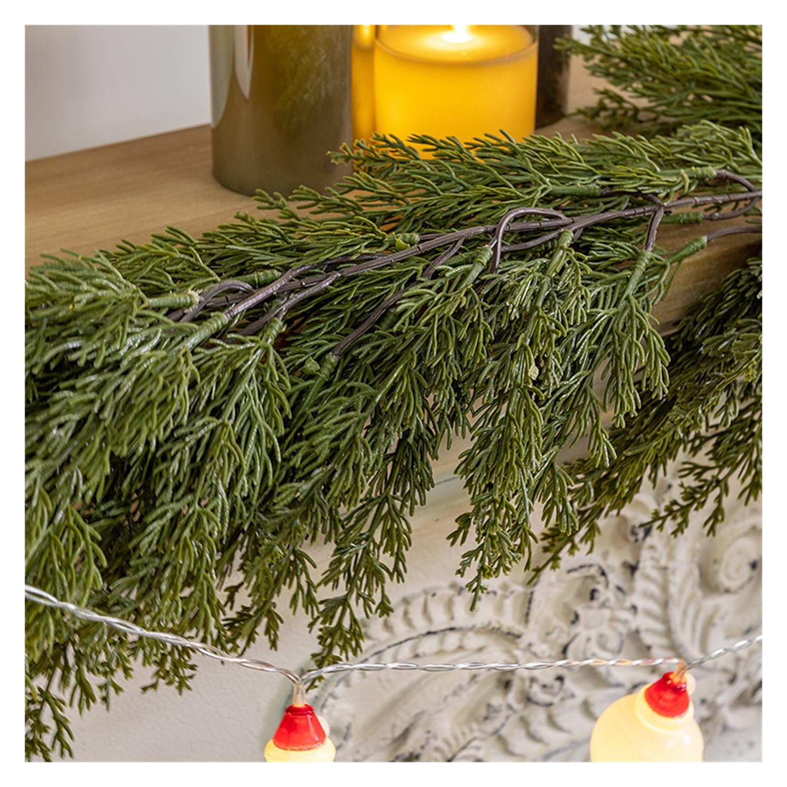 Guirlande de Sapin de Noël, Guirlande de Noël LED 1,8 à 2,7 m, Sapin, cèdre et cyprès artificiels, décoration intérieure for Les fêtes(270CM)