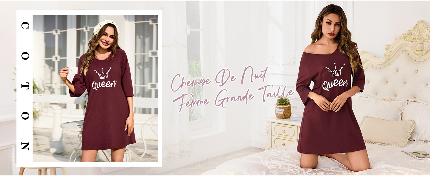 Vêtements Femme Automne Hiver Bresdk Chemise De Nuit Femme En Coton Boutonnée Devant Chemise Nuit Femme Coton