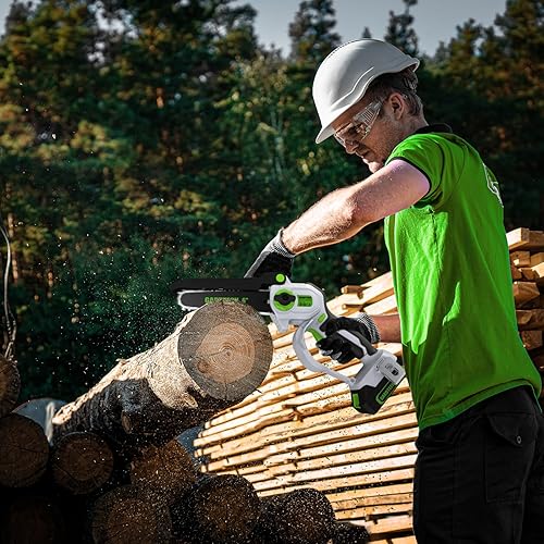 Miniatura 6 de Gardtech Mini motosierra inalámbrica de 4 y 6 pulgadas, motosierras de mano con 4 cadenas mejoradas 2023, 2 baterías, buenas para mayores,