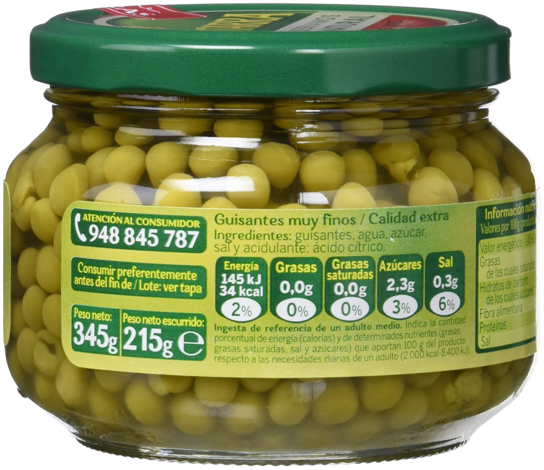 Gvtarra Guisantes - Paquete De 6 X 215 Gr, 1290 g - Pack de 6