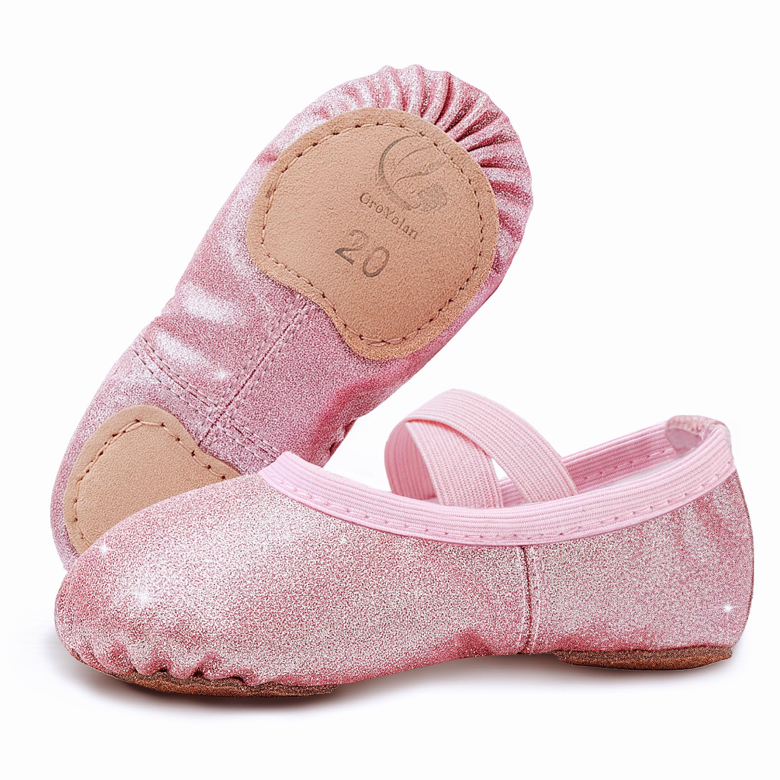 Scarpette da Danza Classica per Bambina e Ragazza, Scarpe da Balletto Glitter con Suola Spezzata, Pantofole da Ginnastica Ritmica per Lezioni, Saggi e Spettacoli