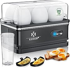 KESSER® Egg Cooker for 1 to 6 Eggs, Electric Stainless Steel, 400 W and Keep Warm Function, Tilt Function Switch, Three Ha...