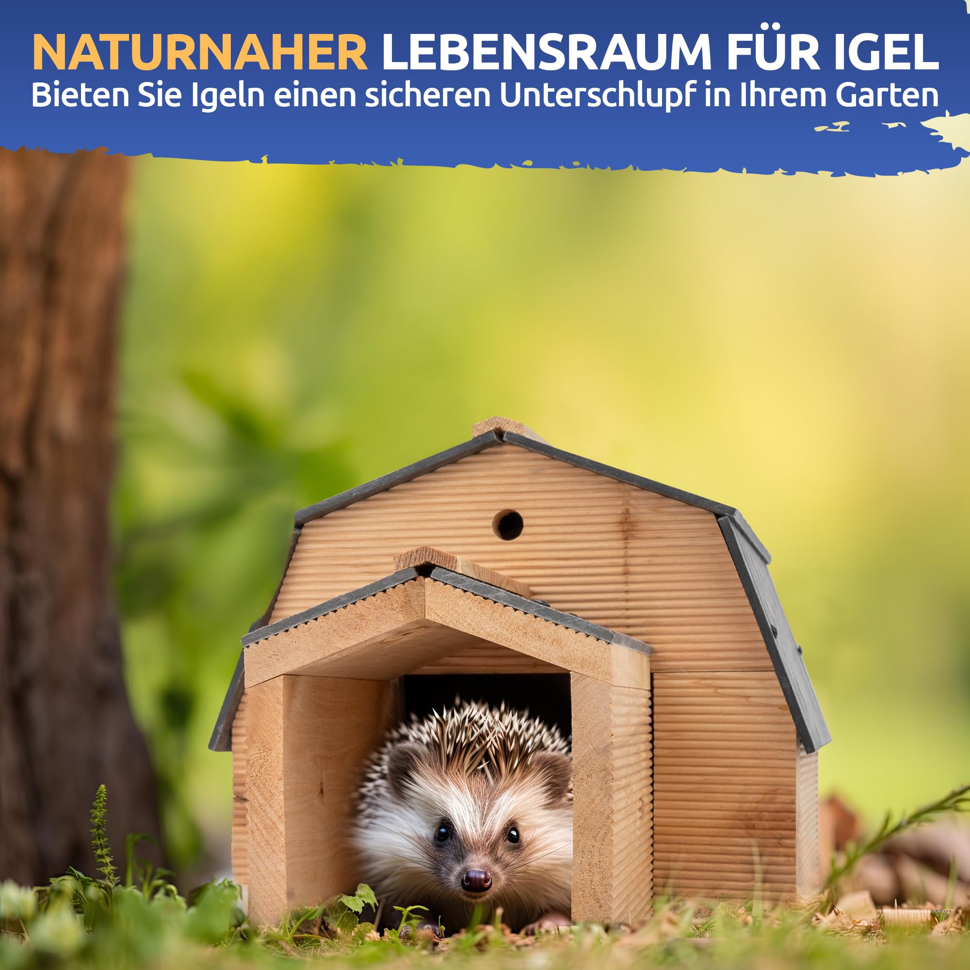 STAHLMANN® Igelhaus Winterfest[Made IN EU ] – Premium Igelfutterhaus (Made in Europe) – Hochwertiges Igelhaus & Schlafhaus – Igelhotel, Futterhaus & Igelhöhle