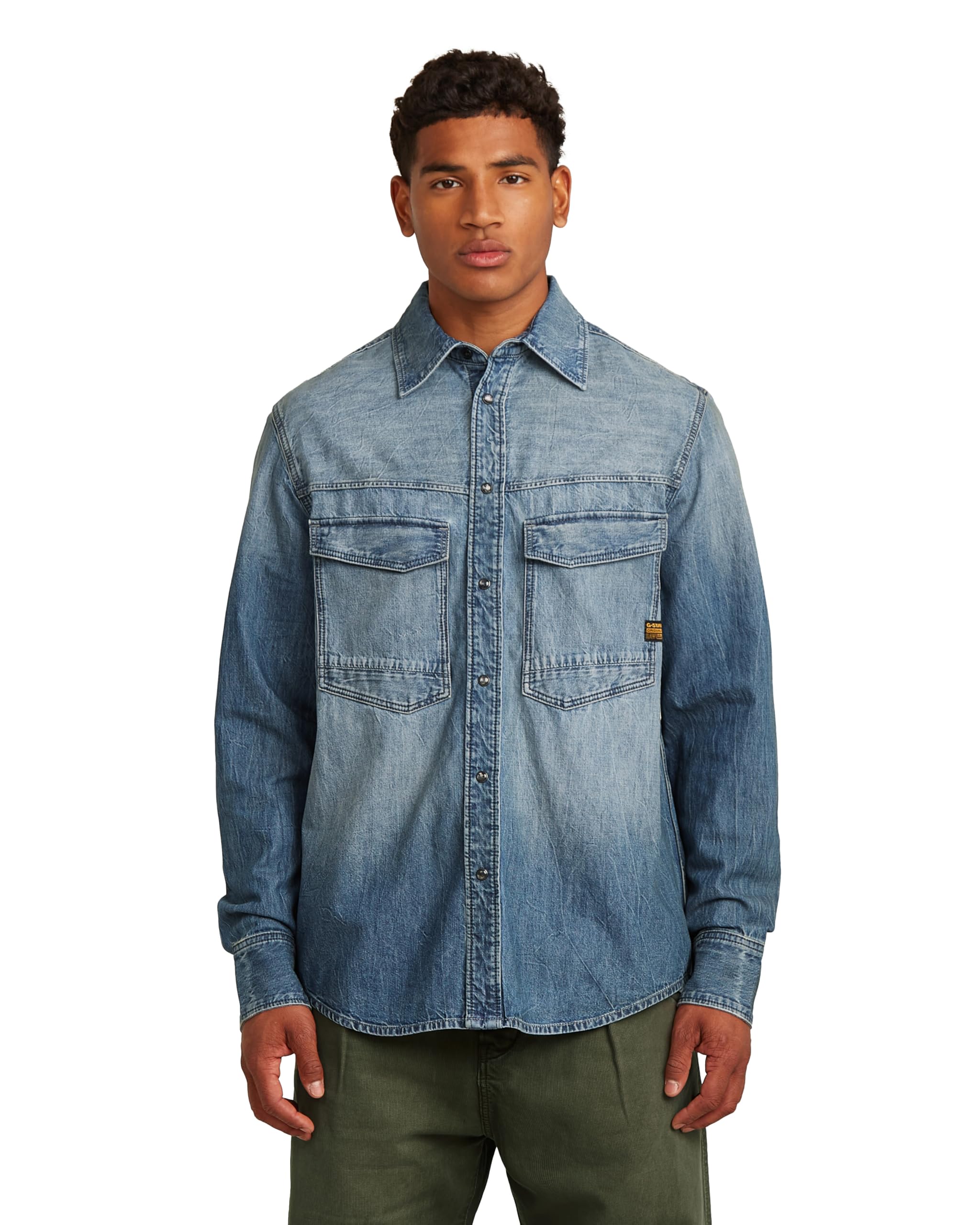 G-STAR Men's Dakota Regular Shirt, Size: S, Color Blue