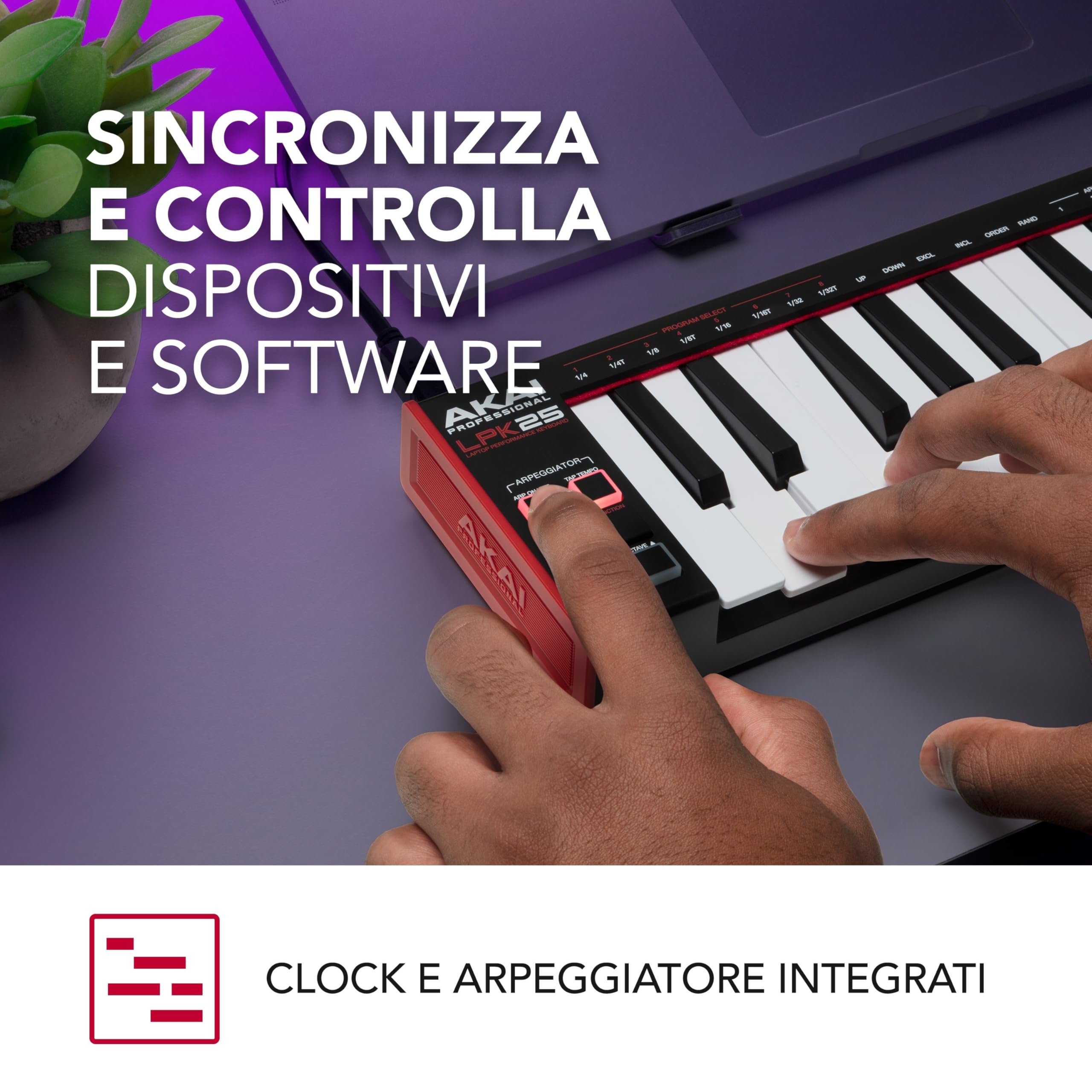 Akai Professional LPK25 - Controller Tastiera MIDI USB con 25 Tasti Synth Reattivi per Mac e PC, Arpeggiatore e Software Musicale